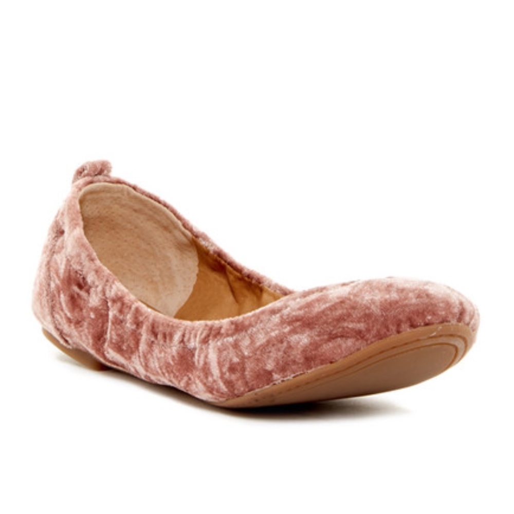 NEW Lucky Brand Crushed Velvet Flats Silver Pink - Picture 2 of 7